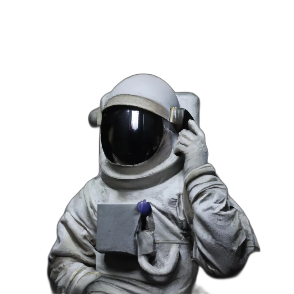 An astronaut is on phone